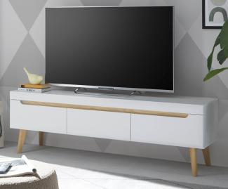 TV-Lowboard Isgard in weiß und Eiche 160 cm