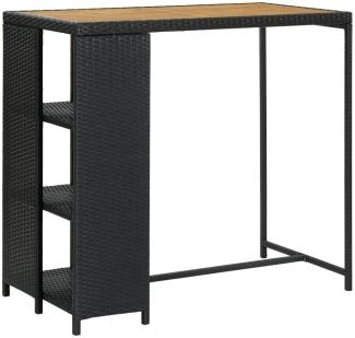 vidaXL Bartisch mit Regal Schwarz 120x60x110 cm Poly Rattan [313478]