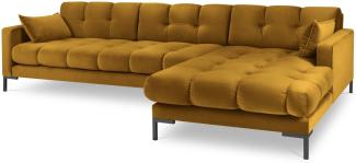 Micadoni 5-Sitzer Samtstoff Ecke rechts Sofa Mamaia | Bezug Yellow | Beinfarbe Black Metal