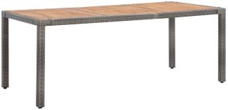 Gartentisch aus Polyrattan und Akazie in Grau 190 x 75 x 90 cm