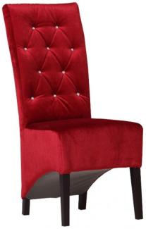 Casa Padrino Designer Chesterfield Esszimmer Stuhl Bordeaux Rot / Schwarz mit Bling Bling Glitzersteinen