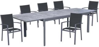 Tischgruppe NEREA, 7 teilig, Aluminium, Keramik, graphit