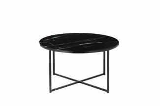 Couchtisch Ø80cm Marmor Optik Glastisch Sofatisch Beistelltisch Wohnzimmer Tisch