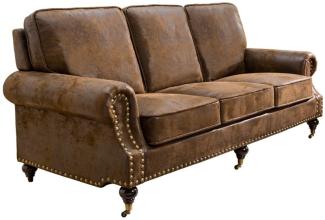 Chesterfield 3er Sofa Antikbraun aus dem Hause Casa Padrino - Wohnzimmer Möbel - Couch