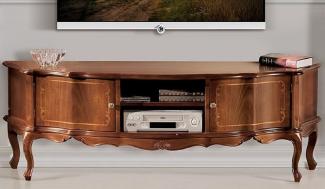 Casa Padrino Luxus Barock TV Schrank Braun - Handgefertigtes Massivholz Sideboard mit 2 Türen - Barock Wohnzimmer Möbel - Luxus Qualität - Made in Italy