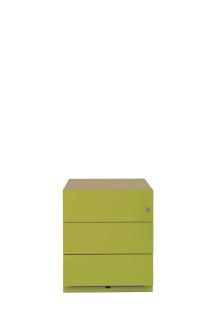 Rollcontainer Note™ mit Griffleiste, 3 Universalschubladen, Farbe grün