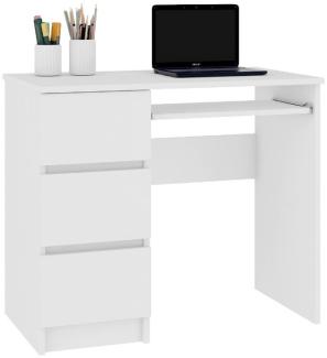 Schreibtisch KORDA A-6, 90x77x50, weiß, link