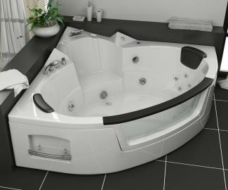 Luxus LED Whirlpool Badewanne SET 152x152cm +Armaturen +Hydrojet+Wasserfall 2024