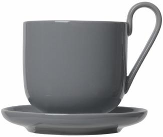 Blomus RO Set 2 Kaffeetassen mit Untertasse, Teetasse, Becher, Porzellan, Sharkskin, 290 ml, 64010