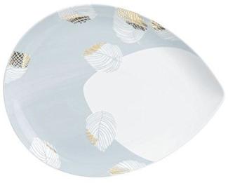 Kahla Magic Grip Table Platte, Midi, Servierplatte, Leaf of Gold, Porzellan, 24 cm, 553361A10403C MG
