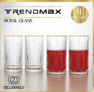 Zellerfeld 4er- Set Glas mit Goldumrandung Trinkgläser Wassergläser transparent Royal Glas