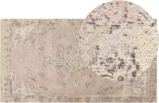 Teppich Baumwolle beige 80 x 150 cm orientalisches Muster Kurzflor MATARIM
