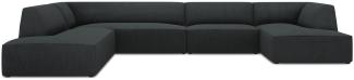 Micadoni 7-Sitzer Panorama Ecke links Sofa Ruby | Bezug Black | Beinfarbe Black Plastic