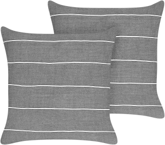 Dekokissen Leinen gestreift grau weiß 50 x 50 cm 2er Set MILAS