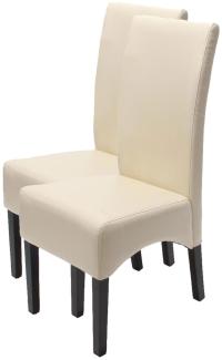 2er-Set Esszimmerstuhl Küchenstuhl Stuhl Latina, LEDER ~ creme, dunkle Beine