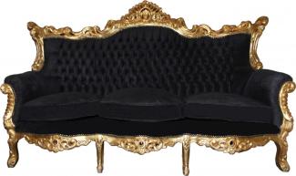 Casa Padrino Barock 3er Sofa Master Schwarz / Gold Mod2 - Wohnzimmer Couch Möbel Lounge