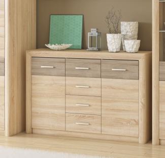 Kommode "Castel" Sideboard 138cm Sonoma Eiche hell Trüffel MDF