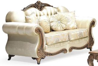 Casa Padrino Luxus Barock 2er Sofa Gold / Kupfer - Prunkvolles Wohnzimmer Sofa mit elegantem Muster und Glitzersteinen - Wohnzimmer Möbel im Barockstil - Barock Möbel - Edel & Prunkvoll