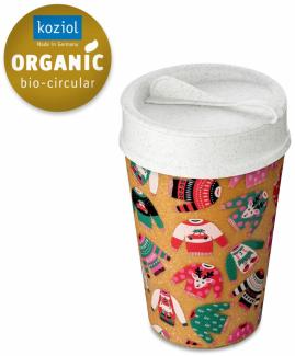 Koziol Thermobecher Iso To Go X-Mas Sweater, Isolierbecher, Kunststoff, Nature Wood, Organic White, 400 ml, 8010119