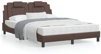 Bett mit Matratze Braun 120x200 cm Kunstleder (Farbe: Braun)