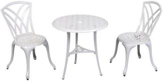 Inko Bistro-Set Chester Alu-Guss Tisch Ø 66 cm Stühle ohne Armlehnen 2 versch. Farben weiß