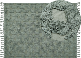 Teppich Baumwolle grün 160 x 230 cm geometrisches Muster Kurzflor KARS
