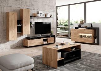 Wohnzimmer-Set Anbauwand Alva 6-teilig Craft Gold Oak anthrazit