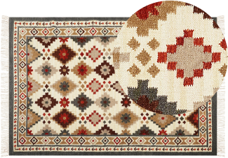 Kelim Teppich Wolle mehrfarbig 200 x 300 cm orientalisches Muster Kurzflor GHUKASAVAN