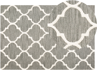 Teppich grau 140 x 200 cm marokkanisches Muster Kurzflor YALOVA