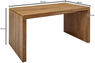 FineBuy Schreibtisch, Massiv-Holz Akazie, 76 x 160 x 80 cm