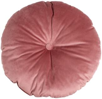 House Nordic Luso Rundes Kissen aus rosafarbenem Samt, 45x45x10 cm