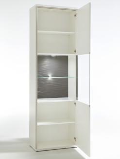 Vitrine Travis 4 weiß Hochglanz 64x201x38 cm Glasvitrine Wohnzimmer Türanschlag rechts