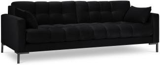 Micadoni 4-Sitzer Samtstoff Sofa Mamaia | Bezug Black | Beinfarbe Black Metal