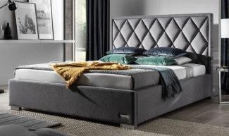 Casa Padrino Luxus Doppelbett Grau / Silber - Verschiedene Größen - Modernes Massivholz Bett mit Kopfteil - Schlafzimmer Möbel - Luxus Kollektion