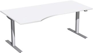 Elektro-Hubtisch 'Flex' links, höhenverstellbar, 180x100x68-116cm, Weiß / Silber