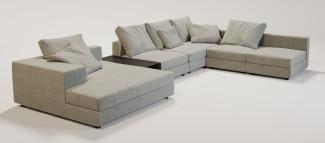 Casa Padrino Luxus Ecksofa Grau / Schwarz / Silber 430 x 319 x H. 60 cm - Edles Wohnzimmer Sofa mit Kissen - Luxus Möbel - Luxus Qualität