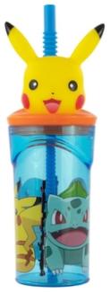 Pokémon - Trinkbecher Pikachu mit Trinkhalm - blau