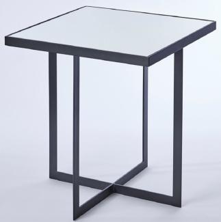Casa Padrino Luxus Beistelltisch Schwarz 51 x 51 x H. 55 cm - Metall Tisch mit Spiegelglas Tischplatte - Luxus Möbel