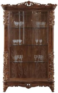 Casa Padrino Luxus Barock Vitrine Braun - Handgefertigter Massivholz Vitrinenschrank mit Glastür - Barock Möbel - Edel & Prunkvoll
