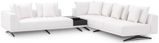 Casa Padrino Luxus Ecksofa Weiß / Bronzefarben 340 x 292 x H. 64 cm - Edles Wohnzimmer Sofa mit Kissen - Luxus Möbel - Luxus Qualität