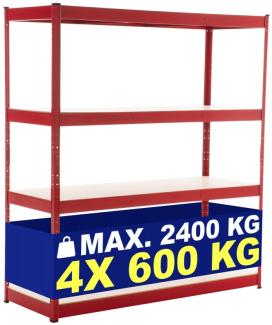 Schwerlastregal 160x60x180 cm (Farbe: rot)
