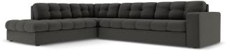 Micadoni 5-Sitzer Ecke links Sofa Justin | Bezug Dark Grey | Beinfarbe Black Plastic