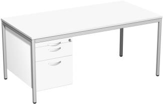 Geramöbel Schreibtisch Weiß 160x80cm 1 Hängecontainer