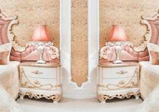 Casa Padrino Luxus Barock Nachtkommoden Set Weiß / Creme / Kupferfarben 70 x 55 x H. 68 cm - Prunkvolle Massivholz Nachttische - Barock Schlafzimmer Möbel