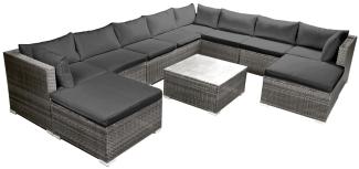 BRAST Gartenmöbel Lounge Sofa Couch Set Freedom Grau Poly-Rattan für 9 Personen