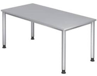 Schreibtisch HS16 4-Fuß rund 160x80cm Grau Gestellfarbe: Silber