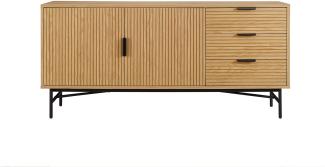 Sideboard 160cm Eiche Echtholzfurnier Kommode Highboard Wohnzimmerschrank Anrichte