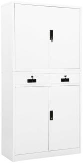 vidaXL Büroschrank Weiß Stahl, mit 2 Schubladen, 90x40x180 cm