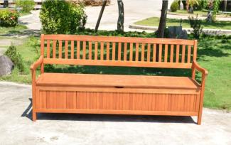 Gartenbank >Houston< in braun / holzoptik aus Eukalyptus - 187x90x59cm (BxHxT)