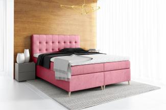 Boxspringbett Schlafzimmerbett GABIN 180x200cm Stoff Jasmine Altrosa